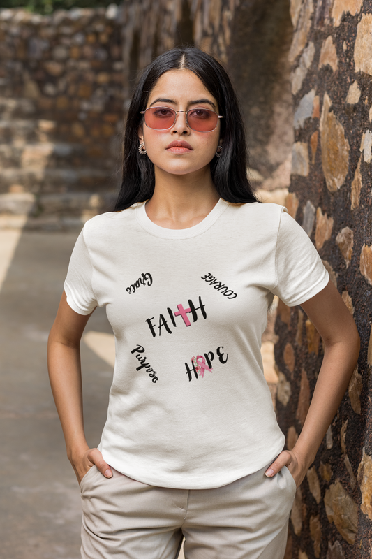 Faith • Courage • Hope • Prayer Cross Tee (White)